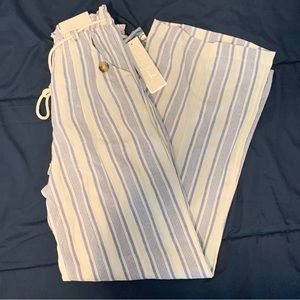 blue & white linen pants